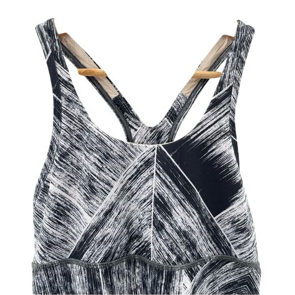 Lululemon Cool Racerback Heat Wave White Black Hip Length Sporty Tank Top Size 8 - Picture 4 of 9